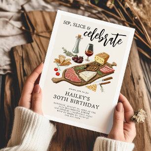 Charcuterie Board Vuxen Födelsedagsfest Inbjudningar
