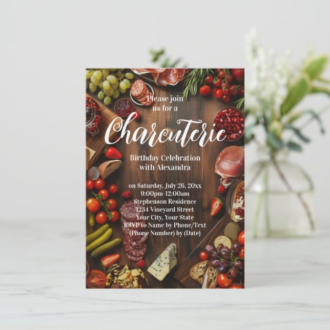 Charcuterie Girls Night Födelsedagsfest eller Soci Inbjudningar (Stående Fram)