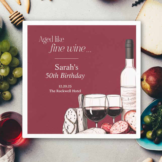 Charcuterie och Vin Party Picnic 50:e födelsedagen Pappersservett (Skapare uppladdad)