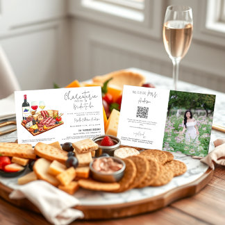 Charcuterie Party med Bride QR-kodfoto Inbjudningar
