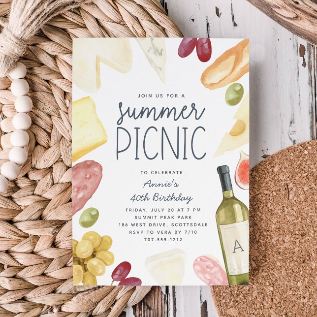 Charcuterie Vin & Cheese Summer Picnic Inbjudningar (Skapare uppladdad)
