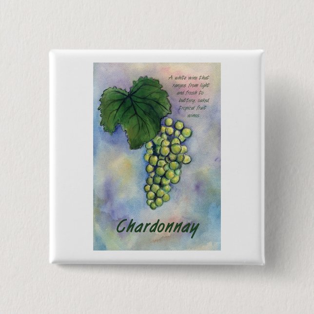 Chardonnay Vin Grapes & Description Button Knapp (Framsida)