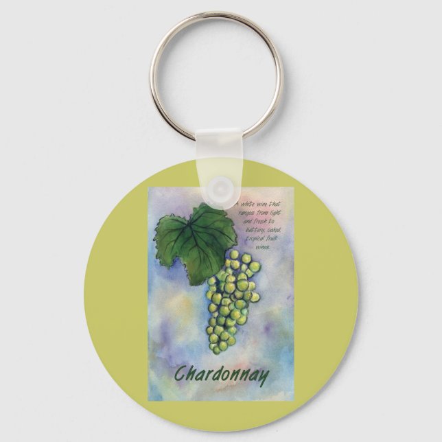 Chardonnay Vin Graps & Description Keychain Nyckelring (Framsida)