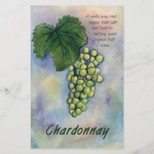 Chardonnay Vin Graps & Description Stationery Brevpapper