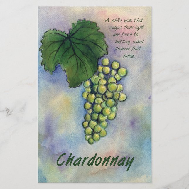 Chardonnay Vin Graps & Description Stationery Brevpapper (Framsida)