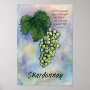 Chardonnay White Vin Grapes Art Print Poster