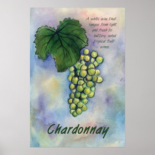 Chardonnay White Vin Grapes Art Print Poster (Framsidan)