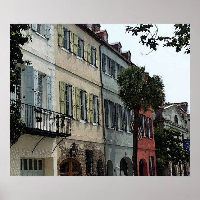 Chareleston Watercolor Poster Skriv ut (Framsidan)