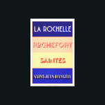 Charente Maritime Art Deco Poster Stil Design Canvastryck<br><div class="desc">Nouvelle Aquitaine poster stil design. I chic Poster Art Deco att man utformar idrottens berömd ställe från Frankrikets södra Väster, perfekt för dem som vill visa upp sin kärlek för denna region. Från t-shirts till homewares och accessoarer finns det något för alla - så varför inte behandla dig i dag...</div>