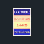 Charente Maritime Art Deco Poster Stil Design Canvastryck<br><div class="desc">Nouvelle Aquitaine poster stil design. I chic Poster Art Deco att man utformar idrottens berömd ställe från Frankrikets södra Väster, perfekt för dem som vill visa upp sin kärlek för denna region. Från t-shirts till homewares och accessoarer finns det något för alla - så varför inte behandla dig i dag...</div>