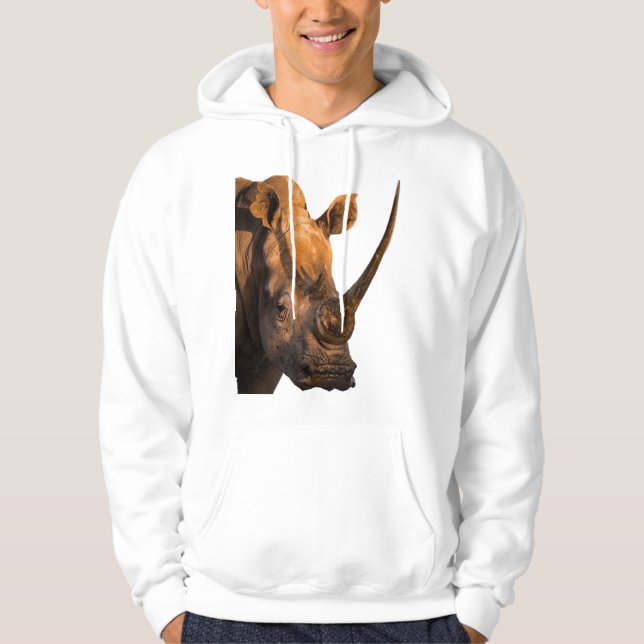 Charge Into Style with Our Rhino Print Hoodie (Framsida)
