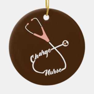 Charge Nurse Stethoscope Nursing Julgransprydnad Keramik