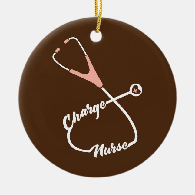 Charge Nurse Stethoscope Nursing Julgransprydnad Keramik (Framsidan)