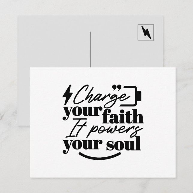 Charge Your Faith – Christian Inspirational Quote  Vykort (Fram/baksida)