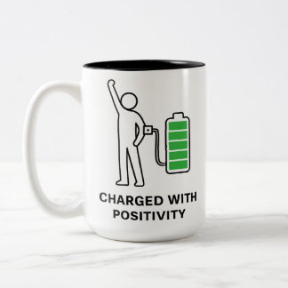 Charged With Positivity Mug ☕🔋 | Funny Motivation Två-Tonad Mugg