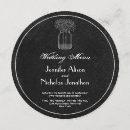 Charger Bröllop Menu Chalkboard, Mason Burk & Dais Meny