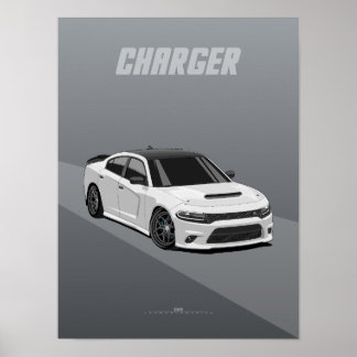 Charger Modern American Muscle Illustration Poster