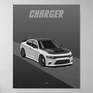 Charger Widebody Muscle Sedan Illustration Poster