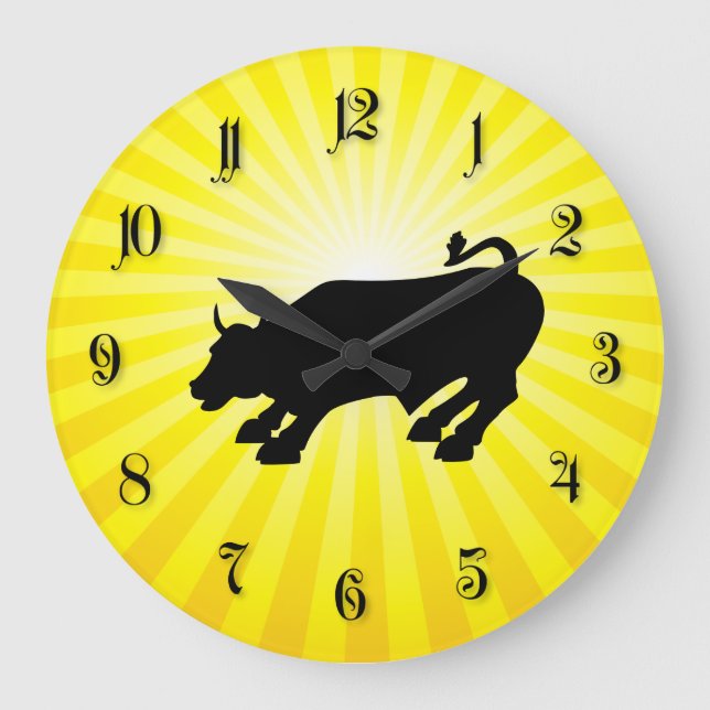 Charging Black Bull i Wall street Stor Klocka (Framsida)