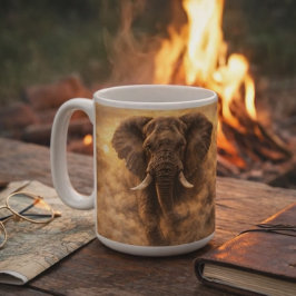 Charging Elephant | African Wildlife Power Art Kaffemugg