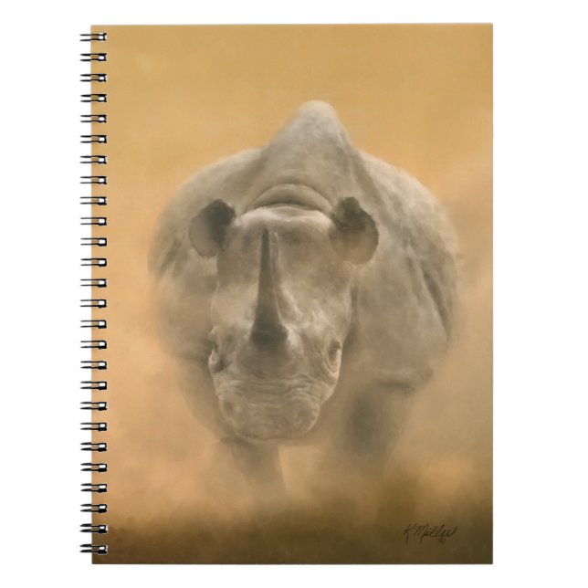 Charging Rhino - Pastels Anteckningsbok Med Spiral (Framsidan)