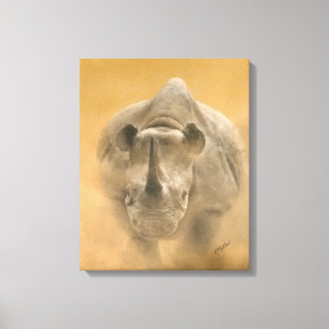 Charging Rhino - Pastels Canvastryck (Framsida)