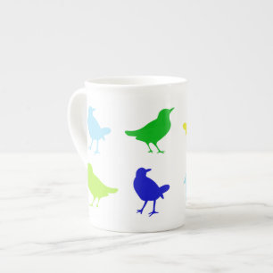 Chariklia Zarris målning av Färgad Birds Benporslin Mugg