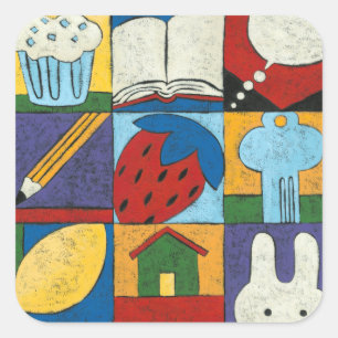 Chariklia Zarris målning av olika föremål Fyrkantigt Klistermärke