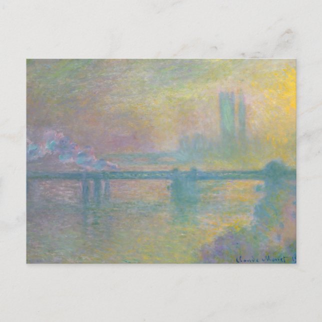 Charing Cross Bridge London Claude Monet Vykort (Framsida)