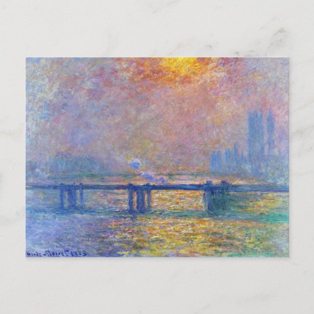 Charing Kor Bridge, Thames, Claude Monet Vykort (Framsida)