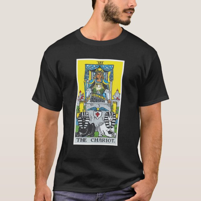 Chariot Tarot Card Occult Tro Divination M T Shirt (Framsida)