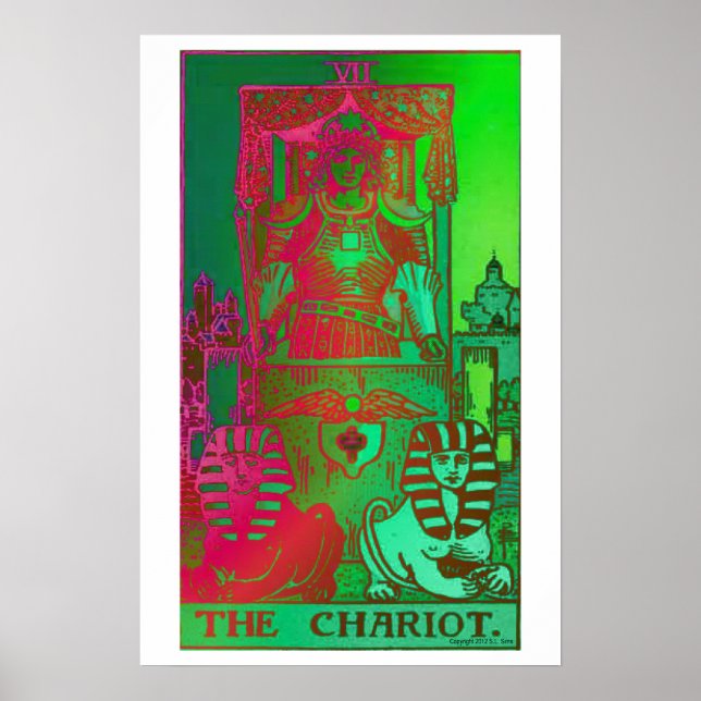 Chariot Tarot Card Psychedelic Poster (Framsidan)
