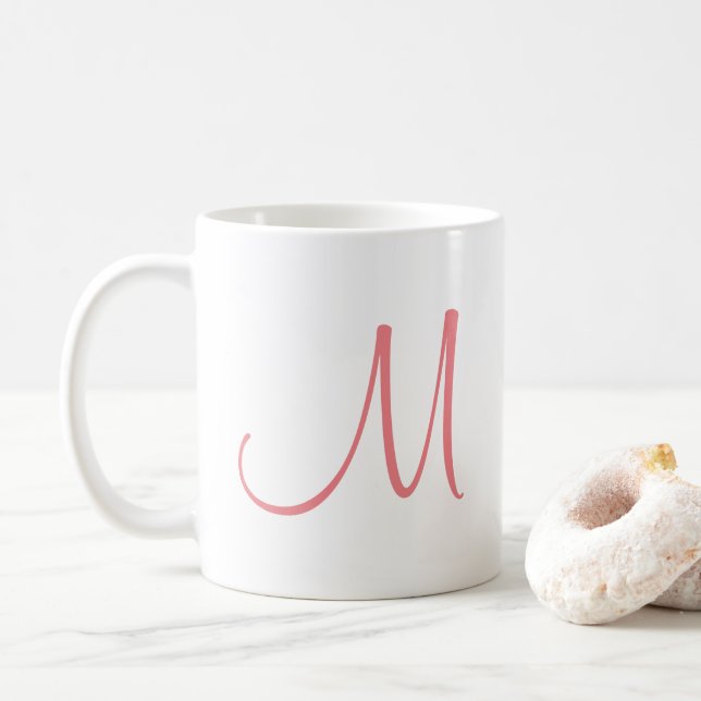 Charisma Red White Modern Elegant Initial Monogram Kaffemugg (Med munk)