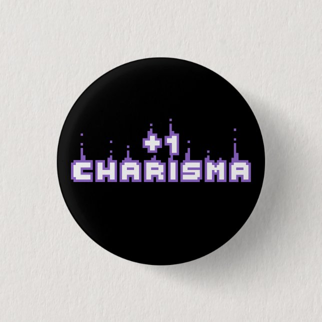 Charisma Stat Gamer Lila Pixel Art Slogan Knapp (Framsida)