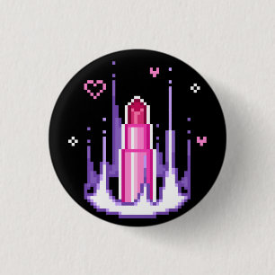 Charisma Stat Gamer Rosa Pixel Art Lipstick Knapp