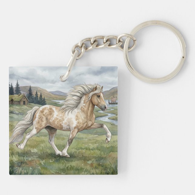 Charismatic Pinto Icelandic Mare watercolor (Baksidan)