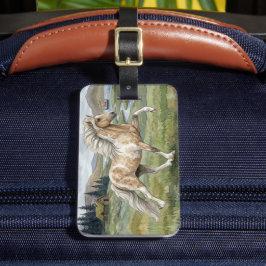 Charismatic Pinto Icelandic Mare watercolor Bagagebricka