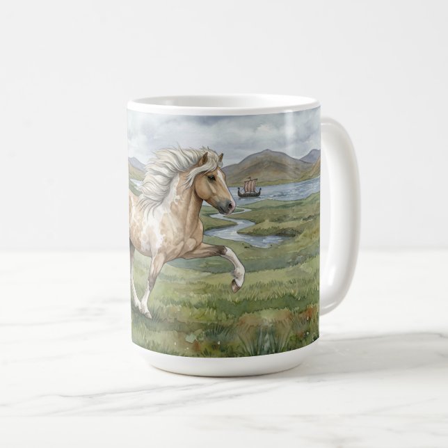 Charismatisk Pinto Isländsk Sto akvarell Kaffemugg (Framsida höger)