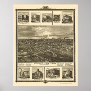 Chariton, IA Panoramic Karta - 1875 Poster