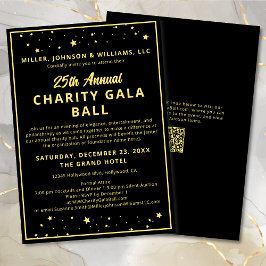 Charity Fundraiser Gala Event Elegant Black Guld I Inbjudningar