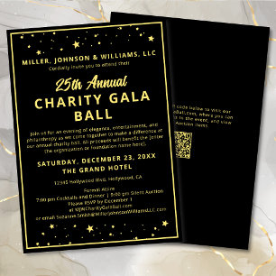 Charity Fundraiser Gala Event Elegant Black Guld I Inbjudningar