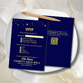 Charity Fundraiser Gala Event Navy Blue Guld OSA Kort