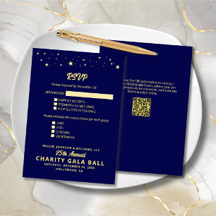 Charity Fundraiser Gala Event Navy Blue Guld OSA Kort