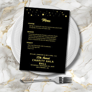 Charity Gala Boll Company Event Black Guld Elegant Meny