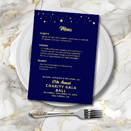 Charity Gala Boll Company Event Blue Guld Elegant Meny
