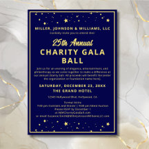 Charity Gala Boll Silent Auction Elegant Blue Guld