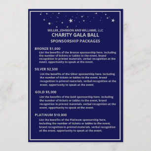Charity Gala Boll Sponsorship Blue Silver Star Meddelande