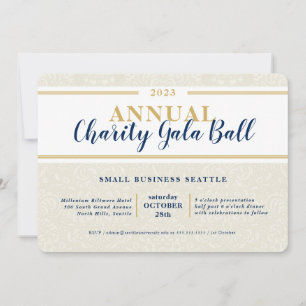 CHARITY GALA elegant BOLL event navy elfenbenstorn Inbjudningar