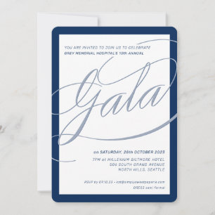 CHARITY GALA elegant formal calligraphy navy blue Inbjudningar