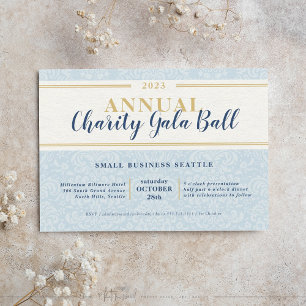 CHARITY GALA elegant-händelse för marinblått guld Inbjudningar